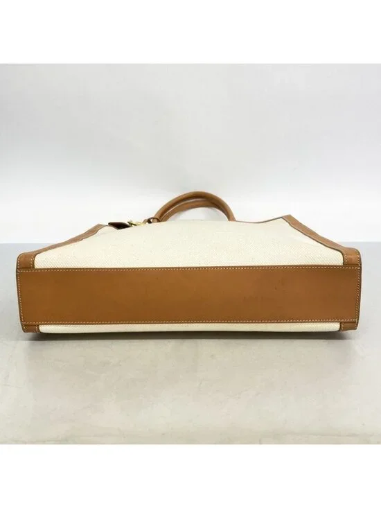 Celine Tote Vertical Cover Canvas Beige Light Brown Gold - Picture 3 of 10